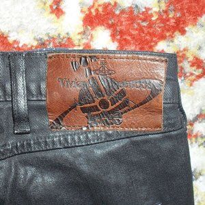 Vivienne Westwood black waxed Mens Long pants 38 x 34